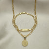 Oro Laminado Necklace and Bracelet, Gold Filled Style Money Sign Design, Polished, Golden Finish, 06.63.0258