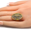 Oro Laminado Multi Stone Ring, Gold Filled Style with White Micro Pave, Polished, Golden Finish, 01.118.0030.08 (Size 8)