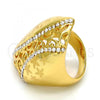 Oro Laminado Multi Stone Ring, Gold Filled Style Flower Design, with White Crystal, Polished, Golden Finish, 01.241.0054.09 (Size 9)