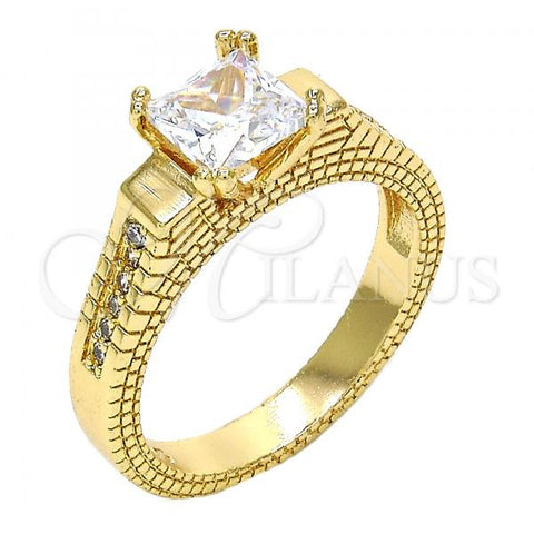 Oro Laminado Multi Stone Ring, Gold Filled Style with White Cubic Zirconia, Polished, Golden Finish, 01.94.0006.07 (Size 7)