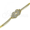 Oro Laminado Fancy Bracelet, Gold Filled Style with White Micro Pave, Polished, Golden Finish, 03.283.0155.07