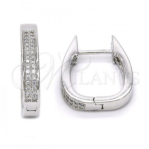 Sterling Silver Huggie Hoop, with White Micro Pave, Polished, Rhodium Finish, 02.174.0059.15