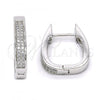 Sterling Silver Huggie Hoop, with White Micro Pave, Polished, Rhodium Finish, 02.174.0059.15