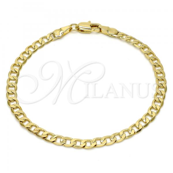 Oro Laminado Basic Bracelet, Gold Filled Style Curb Design, Polished, Golden Finish, 5.222.006.07