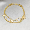 Stainless Steel Fancy Bracelet, Heart Design, Polished, Golden Finish, 03.63.22999.08