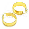 Oro Laminado Small Hoop, Gold Filled Style Greek Key Design, Polished, Golden Finish, 02.170.0399.25