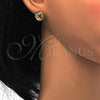 Oro Laminado Stud Earring, Gold Filled Style Love Knot Design, Polished, Golden Finish, 02.63.2371