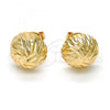 Oro Laminado Stud Earring, Gold Filled Style Diamond Cutting Finish, Golden Finish, 02.100.0055