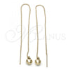 Oro Laminado Threader Earring, Gold Filled Style Heart Design, Golden Finish, 02.64.0579