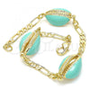 Oro Laminado Fancy Bracelet, Gold Filled Style Shell Design, Turquoise Enamel Finish, Golden Finish, 03.63.2091.08