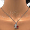 Rhodium Plated Pendant Necklace, Teddy Bear Design, with Siam and Aurore Boreale Swarovski Crystals, Polished, Rhodium Finish, 04.239.0041.8.18