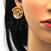 Oro Laminado Necklace and Earring, Gold Filled Style Spiral and Leaf Design, with White Crystal, Polished, Two Tone, 06.59.0110.1