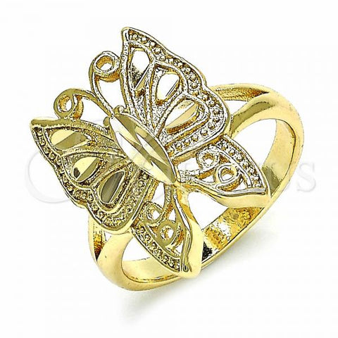 Oro Laminado Elegant Ring, Gold Filled Style Butterfly Design, Polished, Golden Finish, 01.233.0004.09 (Size 9)