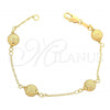 Oro Laminado Fancy Bracelet, Gold Filled Style Ball and Rolo Design, Matte Finish, Golden Finish, 03.63.1262.07