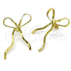 Oro Laminado Stud Earring, Gold Filled Style Bow Design, Polished, Golden Finish, 02.213.0664