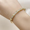 Oro Laminado Individual Bangle, Gold Filled Style with White Cubic Zirconia, Polished, Golden Finish, 07.283.0004.04