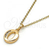 Oro Laminado Fancy Pendant, Gold Filled Style Initials Design, with White Cubic Zirconia, Polished, Golden Finish, 05.26.0027