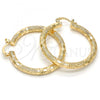 Oro Laminado Medium Hoop, Gold Filled Style Hollow Design, Diamond Cutting Finish, Golden Finish, 02.170.0125.40