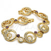 Oro Laminado Fancy Bracelet, Gold Filled Style Moon Design, with White and Amethyst Crystal, Polished, Golden Finish, 03.59.0070.08