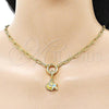 Oro Laminado Fancy Necklace, Gold Filled Style Paperclip and Shell Design, with Ivory Pearl, Polished, Golden Finish, 04.341.0246.20