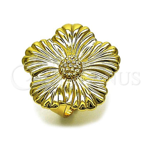 Oro Laminado Elegant Ring, Gold Filled Style Flower Design, Polished, Golden Finish, 01.282.0001