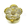 Oro Laminado Elegant Ring, Gold Filled Style Flower Design, Polished, Golden Finish, 01.282.0001
