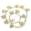 Oro Laminado Charm Anklet , Gold Filled Style Elephant and Paperclip Design, Polished, Golden Finish, 03.372.0018.10
