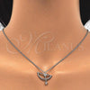 Sterling Silver Pendant Necklace, with White Cubic Zirconia, Polished, Rhodium Finish, 04.336.0059.16