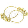 Oro Laminado Large Hoop, Gold Filled Style Heart Design, Diamond Cutting Finish, Golden Finish, 02.380.0022.1.50