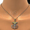 Oro Laminado Religious Pendant, Gold Filled Style Crucifix and Anchor Design, Polished, Tricolor, 05.253.0003
