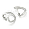 Sterling Silver Huggie Hoop, with White Micro Pave, Polished, Rhodium Finish, 02.186.0069.15