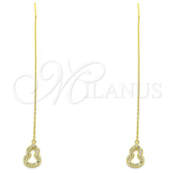 Sterling Silver Threader Earring, with White Micro Pave, Polished, Golden Finish, 02.366.0010.1