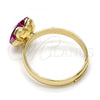 Oro Laminado Multi Stone Ring, Gold Filled Style Flower Design, with Fuchsia Swarovski Crystals, Polished, Golden Finish, 01.239.0010.9 (One size fits all)