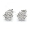 Sterling Silver Stud Earring, with White Micro Pave, Polished, Rhodium Finish, 02.336.0014