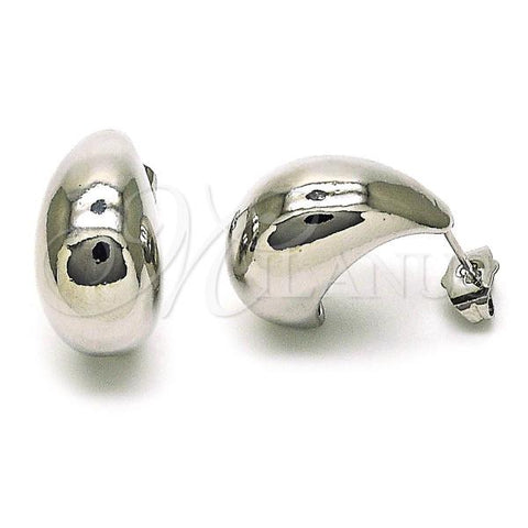 Oro Laminado Stud Earring, Gold Filled Style Ball Design, Polished, Rhodium Finish, 02.163.0226.1