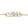 Oro Laminado Pendant Necklace, Gold Filled Style Nameplate and Love Design, White Enamel Finish, Golden Finish, 04.63.1383.20