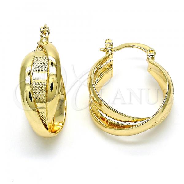 Oro Laminado Small Hoop, Gold Filled Style Diamond Cutting Finish, Golden Finish, 02.96.0026.20