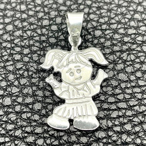 Sterling Silver Fancy Pendant, Little Girl Design, Polished, Silver Finish, 05.392.0075
