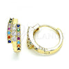 Oro Laminado Huggie Hoop, Gold Filled Style with Multicolor Cubic Zirconia, Polished, Golden Finish, 02.210.0661.15