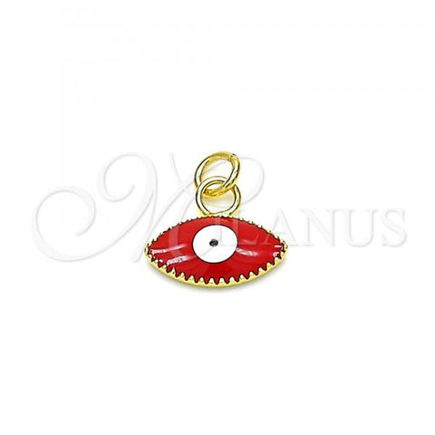 Oro Laminado Fancy Pendant, Gold Filled Style Evil Eye Design, Red Enamel Finish, Golden Finish, 05.341.0047.1