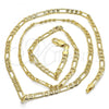 Oro Laminado Basic Necklace, Gold Filled Style Figaro Design, Polished, Golden Finish, 04.63.1342.24