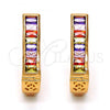 Oro Laminado Huggie Hoop, Gold Filled Style with Multicolor and White Cubic Zirconia, Polished, Golden Finish, 02.267.0010.15
