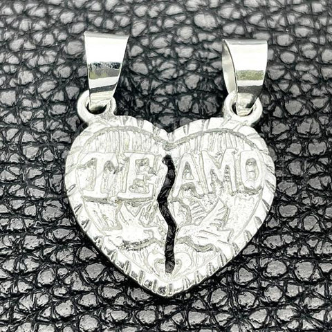 Sterling Silver Religious Pendant, Heart Design, Polished, Silver Finish, 05.392.0026