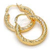 Oro Laminado Small Hoop, Gold Filled Style Hollow Design, Diamond Cutting Finish, Golden Finish, 5.139.011.25