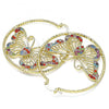 Oro Laminado Large Hoop, Gold Filled Style Butterfly Design, with Multicolor Crystal, Diamond Cutting Finish, Golden Finish, 02.380.0013.50