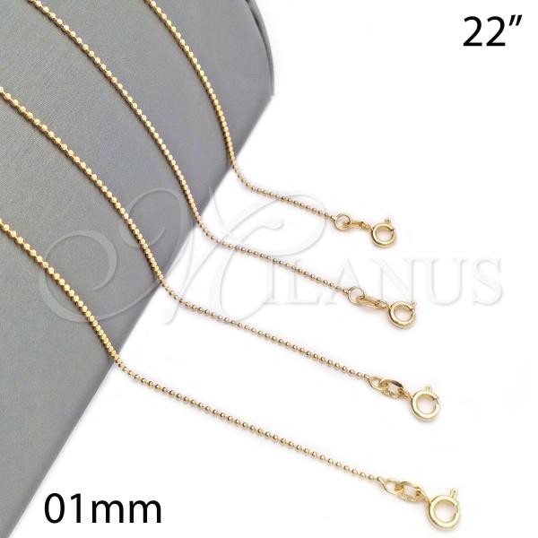 Oro Laminado Basic Necklace, Gold Filled Style Polished, Golden Finish, 04.213.0001.1.22