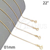 Oro Laminado Basic Necklace, Gold Filled Style Polished, Golden Finish, 04.213.0001.1.22