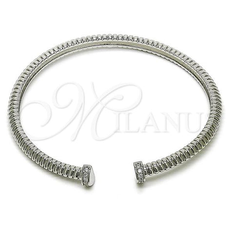 Rhodium Plated Individual Bangle, with White Cubic Zirconia, Polished, Rhodium Finish, 07.60.0014.1