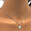 Rhodium Plated Pendant Necklace, Star Design, with White Opal and White Micro Pave, Polished, Rhodium Finish, 04.63.1325.4.18