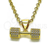 Oro Laminado Fancy Pendant, Gold Filled Style with White Micro Pave, Polished, Golden Finish, 05.342.0139